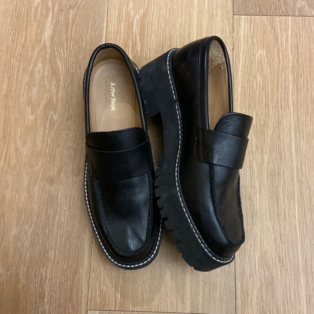Leather platform loafers